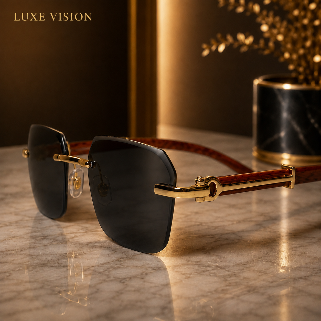 Premium men's rimless sunglasses